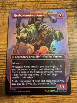 MTG Lorwyn Eclipsed BORDERLESS FOIL Grub Storied Matriarch Grub Notorious Auntie - Image 2
