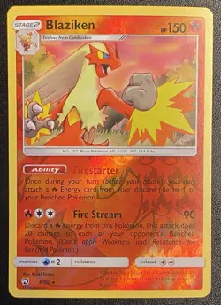 Blaziken Reverse Holo Rare 6/70 Pokemon TCG Sun Moon Dragon Majesty NM Free Ship - Image 1