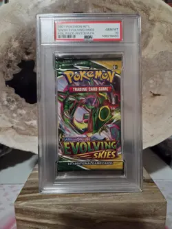 Pokemon PSA 10 GEM MINT Evolving Skies Booster Pack Rayquaza - Image 1