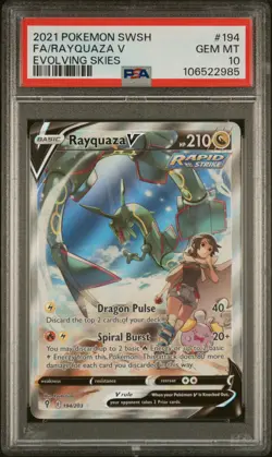 2021 POKEMON SWORD & SHIELD EVOLVING SKIES #194 FULL ART/RAYQUAZA V PSA 10 - Image 1