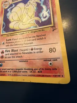 Pokemon Ninetales TCG Base Set 2 Holo Rare Card 13/130 WOTC Played MP - Image 2