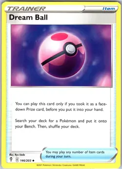 Dream Ball 146/203 Uncommon Regular Card SWSH07: Evolving Skies Pokemon TCG LP - Image 1