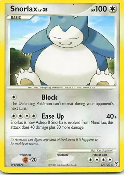 Snorlax 37/130 Diamond & Pearl Rare LP Pokemon TCG - Image 1