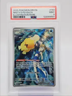 MISTY'S PSYDUCK 2025 POKEMON DESTINED RIVALS ILLUSTRATION RARE A PSA 9 Q0004 - Image 1