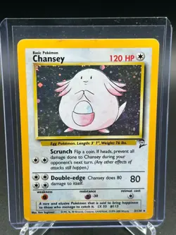 Pokemon TCG Chansey 3/130 Base Set 2 Holo Rare Pokemon LP - Image 1