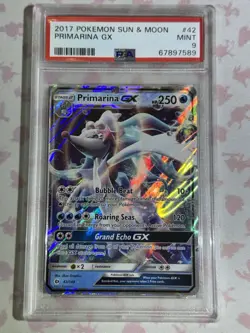 2017 POKEMON SUN & MOON PRIMARINA GX 42/149 PSA 9 MINT - Image 3