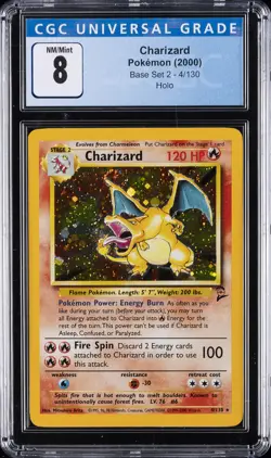 2000 POKEMON BASE SET 2 CHARIZARD CGC 8 - Image 1