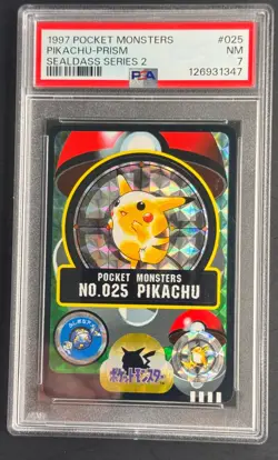 1997 Pokemon Sealdass Series 2 Pikachu Prism Sticker PSA 7 Vintage Japanese #025 - Image 1