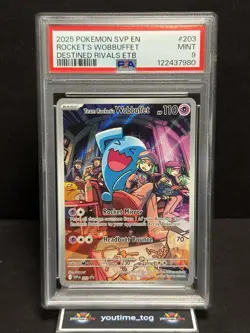 2025 Pokemon Svp En-Sv BSP Destined Rivals Etb Rocket's Wobbuffet #203 PSA 9 - Image 1