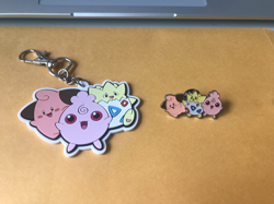 Pokemon "Small But Mighty" Cleffa Igglybuff Togepi Enamel Pin & Keychain - Image 1
