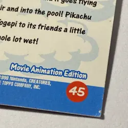 Pikachu’s Vacation #45 Pokemon Card TCG Topps Movie Animation Edition - Image 3