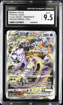 CGC 9.5 MINT Mewtwo VSTAR GG44/GG70 Crown Zenith Holo Pokemon Card - Image 1