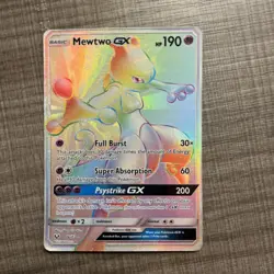 Pokemon Mewtwo GX 76/73 Rainbow Secret Rare Holo Card Shining Legends - Image 1