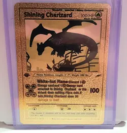 1st Edition Shining Charizard HP 100 Gold Foil Fan Art Card 107/105 Mint 10 - Image 1