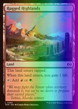 MTG Magic the Gathering Rugged Highlands (265/485) Tarkir Dragonstorm NM FOIL - Image 1