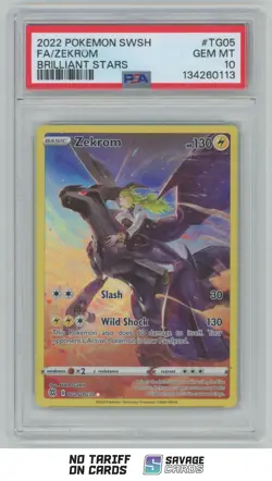 2022 Pokemon Sword & Shield Brilliant StarsTrainer Gallery FA Zekrom PSA 10 - Image 1