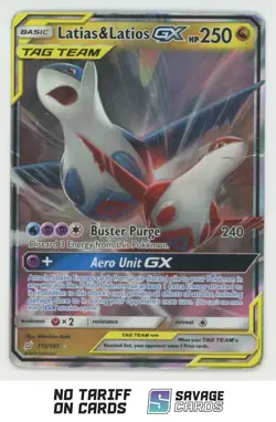 2019 Pokemon Sun & Moon Team Up Holo Latias & Latios GX #113/181 - Image 1