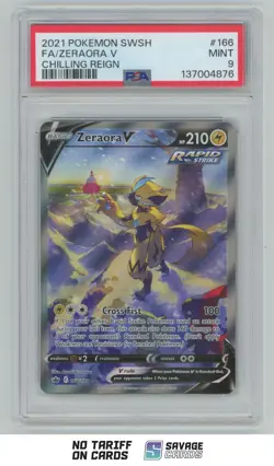 2021 Pokemon Sword & Shield Chilling Reign Full Art Zeraora V PSA 9 #166/198 - Image 1