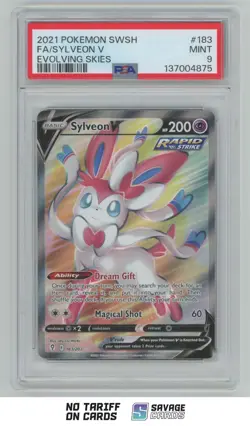 2021 Pokemon Sword & Shield Evolving Skies Full Art Sylveon V PSA 9 #183/203 - Image 1