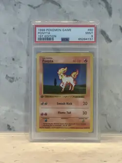 1999 Pokemon Base Set 1st Edition Ponyta #60 PSA 9 - Image 1