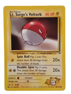 Lt. Surge’s Voltorb 84/132 Gym Heroes WOTC 2000 Pokemon NM - Image 1