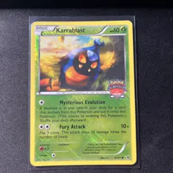 Karrablast 8/101 Championship Series Promo Crosshatch Noble Victories Pokemon LP - Image 1