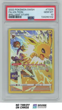 2022 Pokemon Sword & Shield Brilliant StarsTrainer Gallery FA Jolteon PSA 10 - Image 1