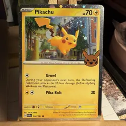 Pikachu 018/091 HOLO BLEED/SWIRL Stamped Trick or Trade Holo Pokemon TCG MINT - Image 1