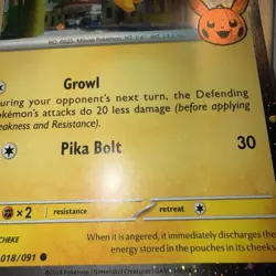 Pikachu 018/091 HOLO BLEED/SWIRL Stamped Trick or Trade Holo Pokemon TCG MINT - Image 3