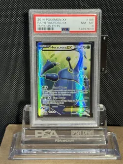 2014 POKEMON XY FURIOUS FIST FA/ HERACROSS EX 105/111 PSA 8 NM-MT - Image 1