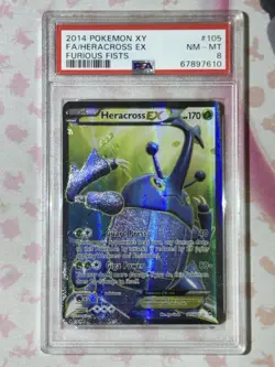 2014 POKEMON XY FURIOUS FIST FA/ HERACROSS EX 105/111 PSA 8 NM-MT - Image 3