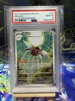 Pokemon Ninjask 137/132 Me01: Mega Evolution Illustration Rare Holo PSA 10 MINT - Image 1