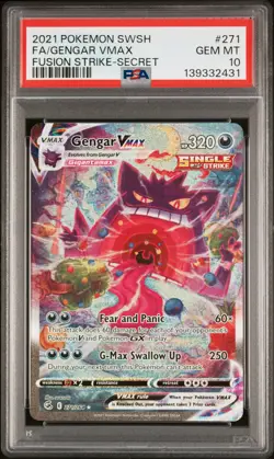 2021 POKEMON SWORD & SHIELD FUSION STRIKE SECRET FULL ART/GENGAR VMAX PSA 10 - Image 1