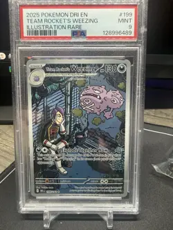 Pokemon 2025 Destined Rivals Team Rockets Weezing IR #199/182 PSA 9 - Image 1