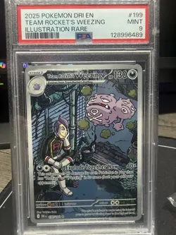 Pokemon 2025 Destined Rivals Team Rockets Weezing IR #199/182 PSA 9 - Image 2