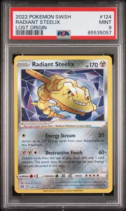 2022 Pokemon SWSH Radiant Steelix Lost Origin PSA 9 Mint Graded #124 - Image 1