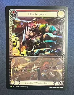 FAB LGS252 Hearty Block FOIL Promo Guardian Warrior Block Flesh & Blood TCG - Image 1