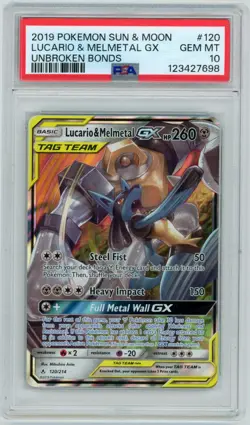 Pokemon Lucario & Melmetal GX Unbroken Bonds Holo Ultra Rare #120 PSA 10 - Image 1