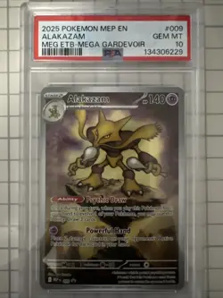 Pokemon PSA 10 GEM MINT ALAKAZAM 009 ETB PROMO Mega Evolution English - Image 1