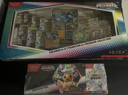 Pokemon Prismatic Evolutions Tyranitar & Lucario, Surprise Box & Booster Bundle - Image 1