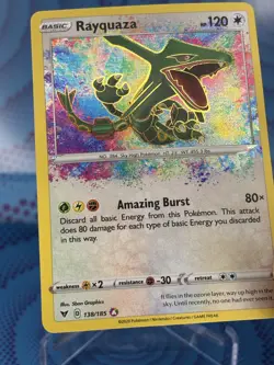 Rayquaza 138/185 Amazing Rare Holo Textured Pokemon Vivid Voltage 2020 NM 🔥🔥🔥 - Image 3