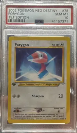 Pokemon TCG Neo Destiny Porygon #78/105 1st Edition PSA 10 Common English 2002 - Image 1