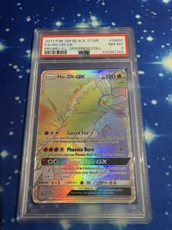 2017 Pokemon Ho-Oh GX Rainbow Rare Holo Black Star Promo SM80 PSA 8 - Image 1