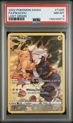 PSA 8 Pikachu TG05/TG30 Pokemon Lost Origin Trainer Gallery SWSH Alt Art 2022 - Image 1