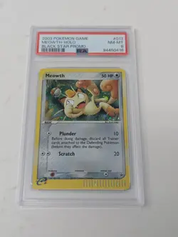 2003 Pokemon Game Meowth 013 Holo Black Star Promo PSA 8 - Image 1