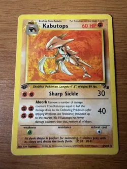 Pokemon TCG Kabutops Rare 1st Edition Fossil 1999 24/62 Non Holo - Image 1