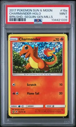 2017 POKEMON SUN & MOON BURNING SHADOWS #18A CHARMANDER-HOLO PSA 9 - Image 1
