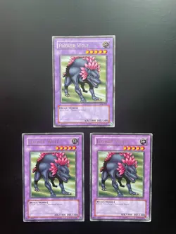 Yugioh Flower Wolf LOB-107 Rare Unlimited Edition Damaged X3 - Image 1