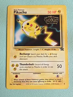 Pikachu #4 Black Star Promo Pokemon Card First Movie WB STAMP WOTC1999 - Image 1
