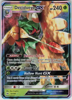 Pokemon Decidueye GX Ultra Rare SM Base Set 12/149 NM - Image 1